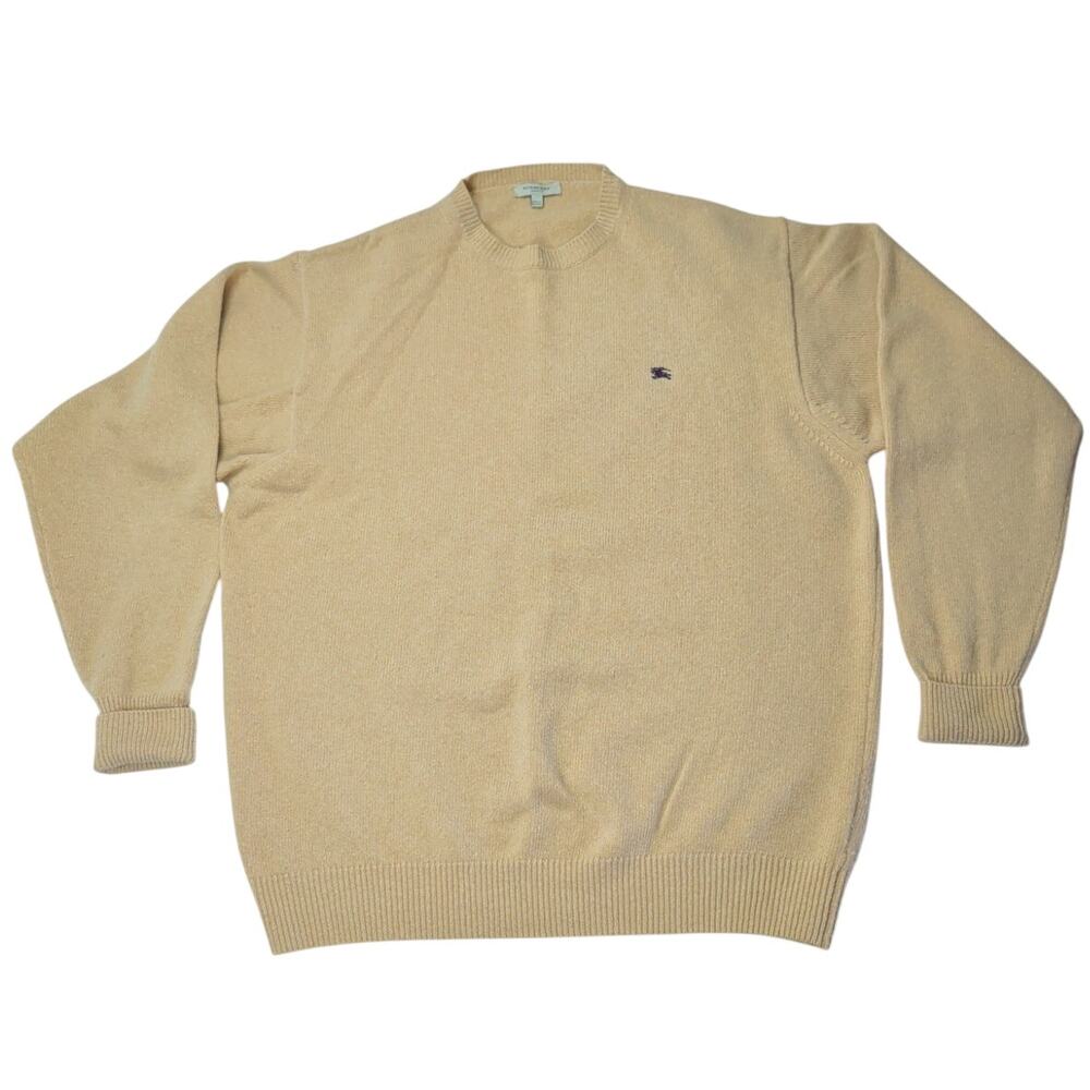 BURBERRY LONDON Tan 100% Merino Wool Sweater Jumper Men's Size L Quiet Luxury